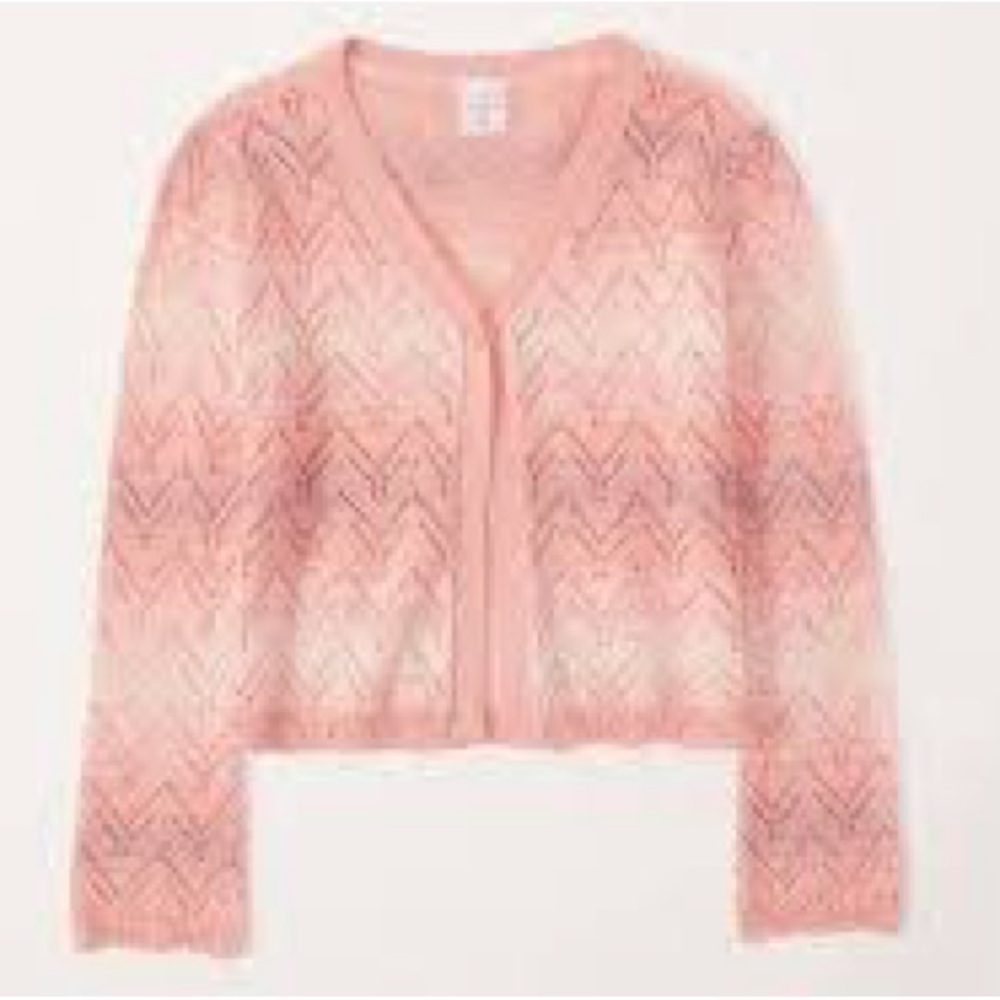Abercrombie Kids Pink Chevron, scalloped Cardigan